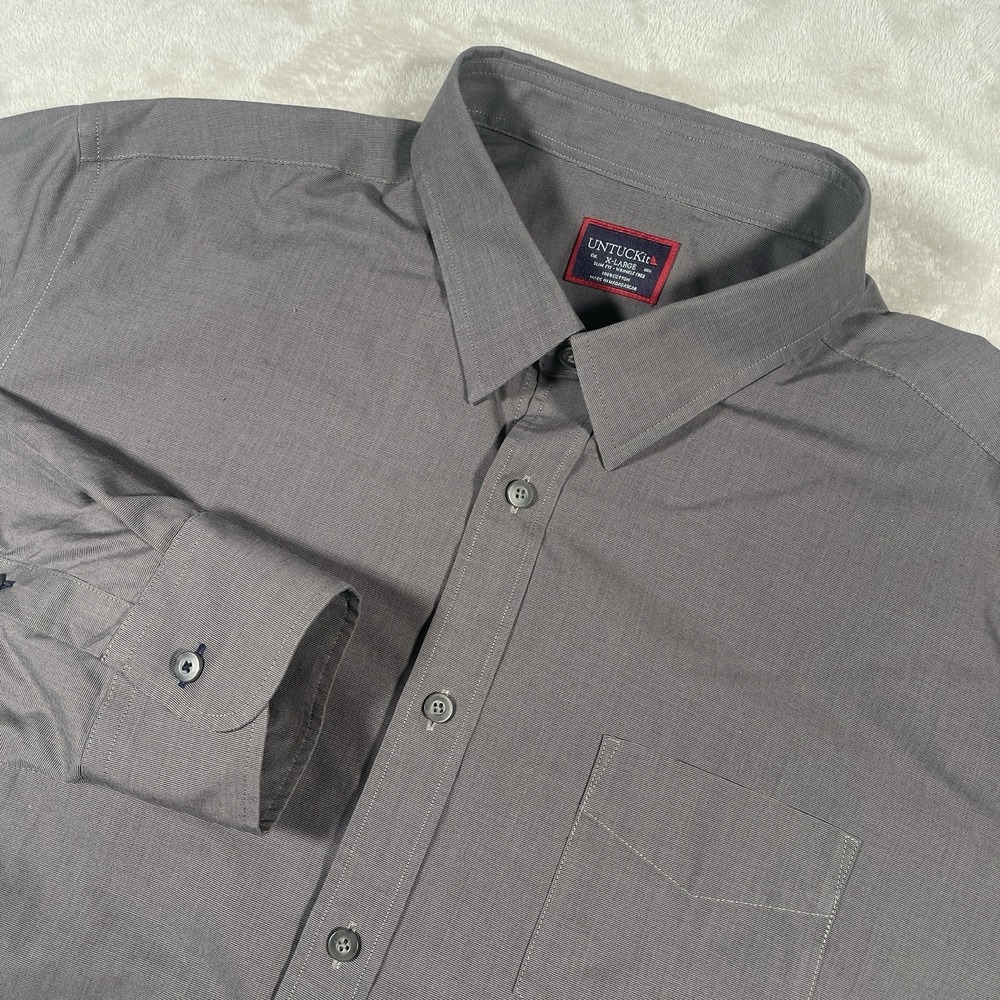 Untuckit‎ Long Sleeve Button Up Slim Fit Wrinkle Free Shirt Men's XL Gray